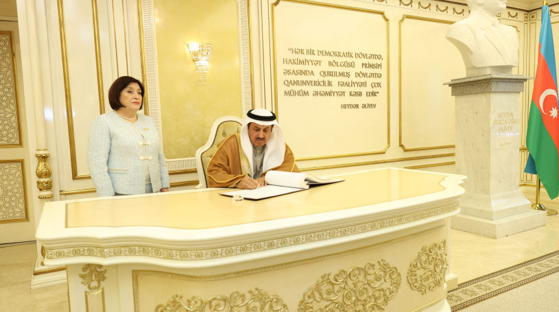 Saqr Ghobash, Azerbaijan's Speaker of Milli Majlis discuss strengthening parliamentary cooperation