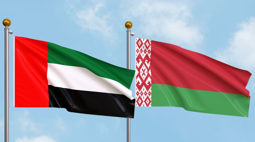 UAE and Belarus flags, representing the new trade and investment agreement
