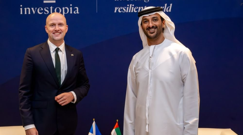 UAE Minister of Economy and Tourism Abdulla bin Touq Al Marri at Investopia Bridge 2026 in Abu Dhabi
