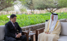 Saud bin Saqr receives Uzbekistan's Ambassador