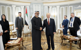 Наследный принц Абу-Даби встретился с Президентом России в Минске, Беларусь.