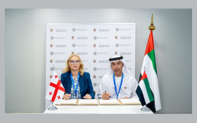 CBUAE Governor Khaled Mohamed Balama and NBG Governor Natia Turnava sign MoU in Bangkok